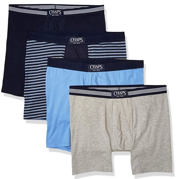 Mens CHAPS 4 pack BOXER BRIEFS Air Ease Size Small  Navy Blue Gray NWT - Picture 1 of 1